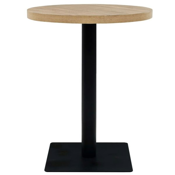 Berkfield Bistro Table MDF and Steel Round 60x75 cm Oak Colour
