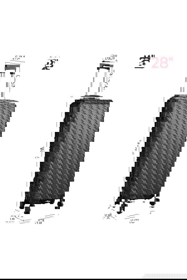 Living and Home Set of 3 Lightweight Hardside Travel Suitcase with Spinner Wheels, Black