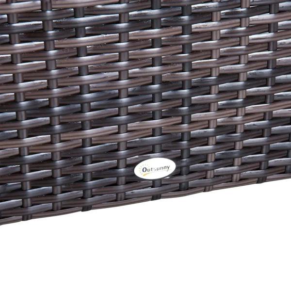Dark brown rattan wicker close-up with interwoven pattern and Outsunny label
