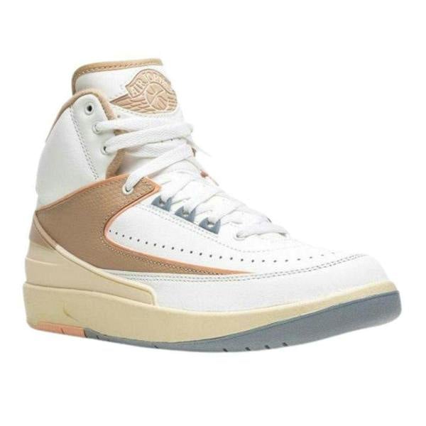 Nike Mens Air Jordan 2 Retro Leather Trainers - White/Tan - 