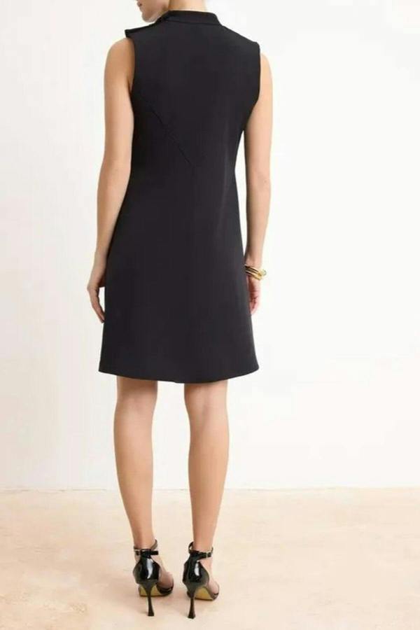 WOVCOR Solid Button Detail Mini Woven Dress
