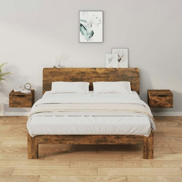 Berkfield Wall-mounted Bedside Cabinets 2 pcs Smoked Oak 34x30x20 cm