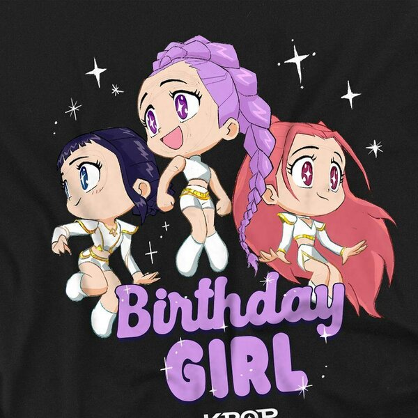 K-Pop Demon Hunters Childrens/Kids Birthday Girl Huntr/X Group T-Shirt - Black