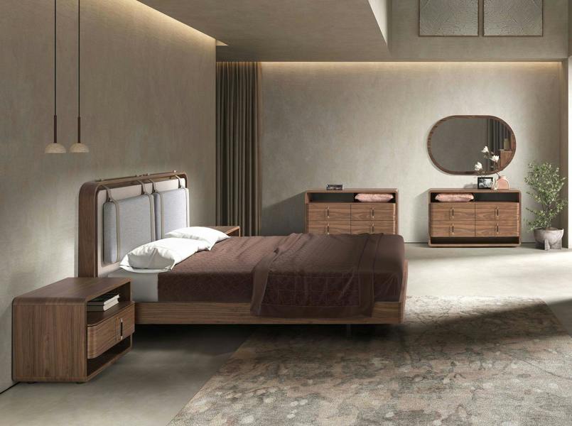 Angel Cerdá Walnut and Black Pvc Chest of Drawers 7226