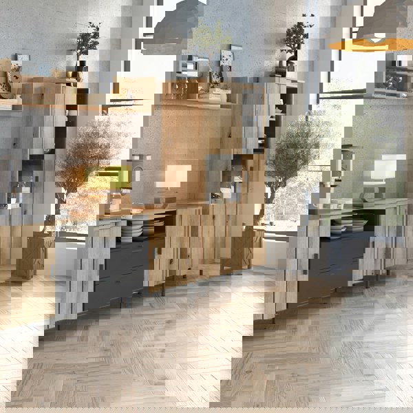 Furniture To Go Arundel 2 Door Display Cabinet in Oak/Grey