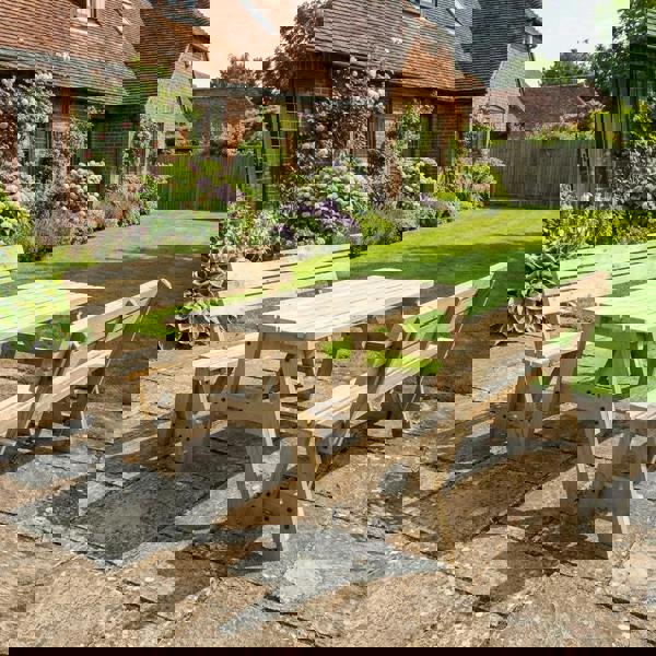 Arbor Garden Solutions Victoria Picnic Table and Benches Set With Backrest