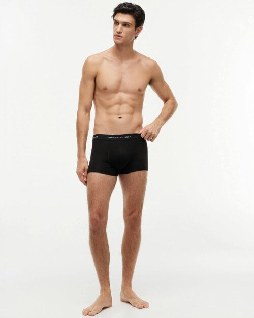 Tommy Hilfiger 3-Pack Logo Waistband Mens Trunks - Grey Heather/Black/White