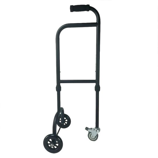 Havendro Adjustable Walking Aid Standing Walking Stick Handrail Castors Non-Slip Handle - black - Steel