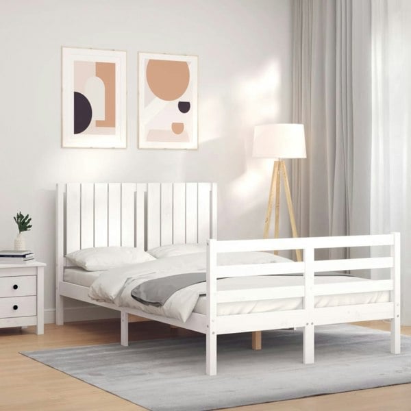 Berkfield Bed Frame with Headboard White 120x200 cm Solid Wood