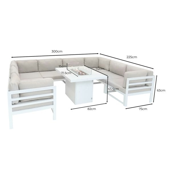 Jardi Modular Garden Furniture Set With Fire Pit - White