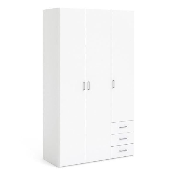 Furniture To Go Space Wardrobe - 3 Doors 3 Drawers in White 2000