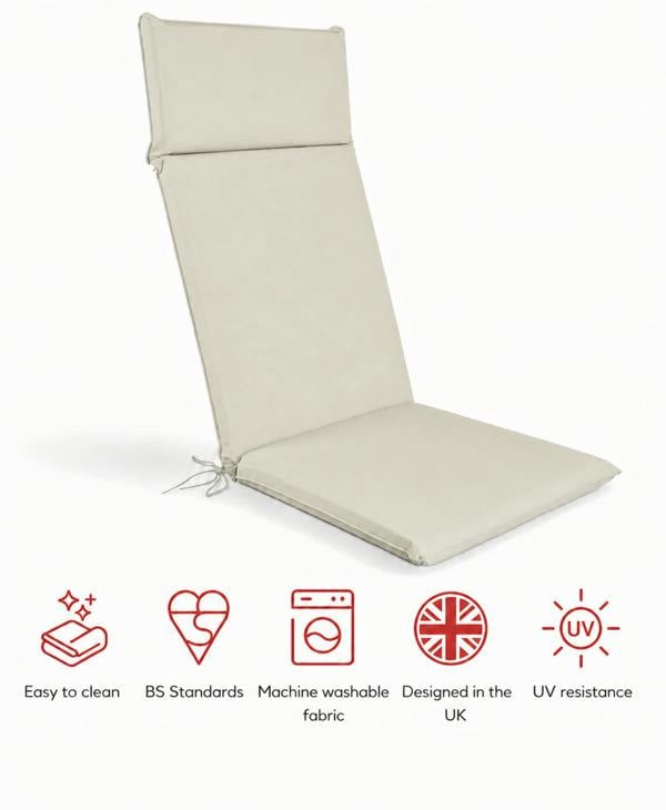 SP Range High Back Recliner Pad Garden Cushion natural The Garden Furniture Shop