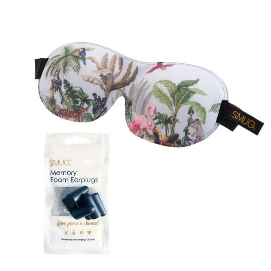 SMUG Contoured 3D Blackout Sleep Mask - Jungle Print - Sleep Mask & Black Earplugs