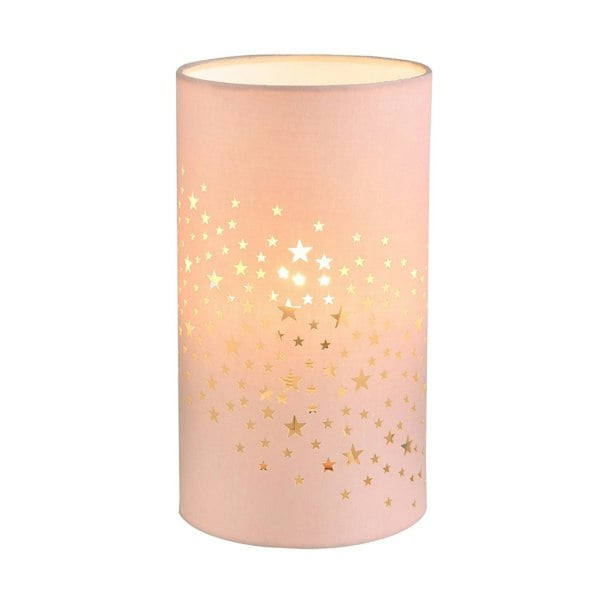 Contemporary Stars Decorated Children/Kids Blush Pink Cotton Bedside Table Light Image 1