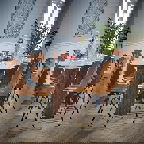 IH Design Miel Mango Wood Dining Table 170Cm With Marble Top