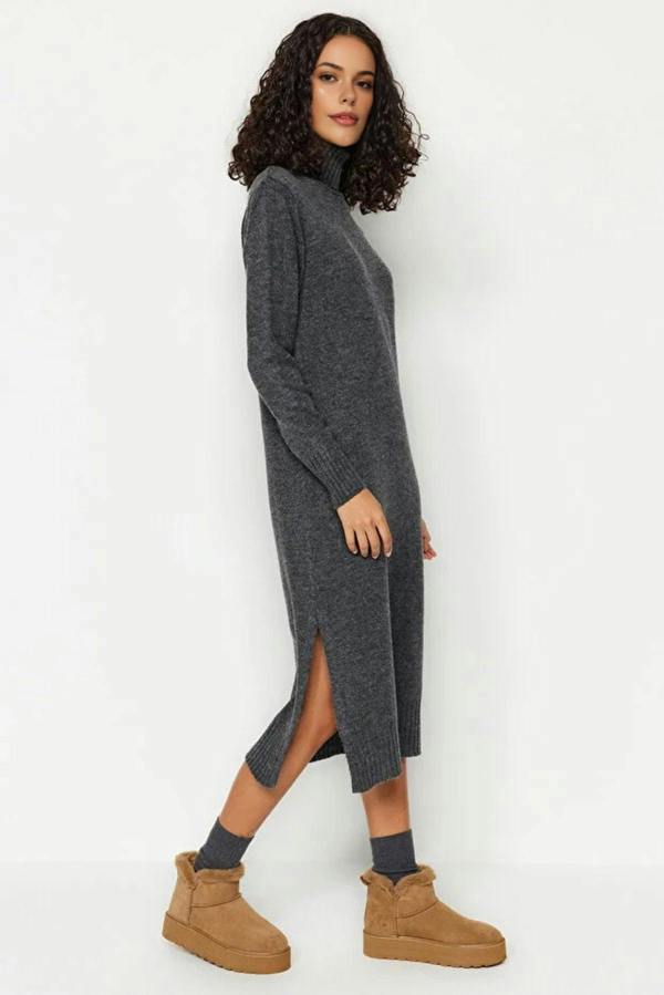 WOVCOR Midi Wide Cut Soft Texture Knit Dress