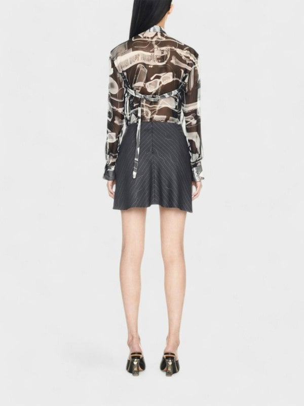 Off - White Pinstripe Twist Mini Skirt Grey - Supplied FashionOff White