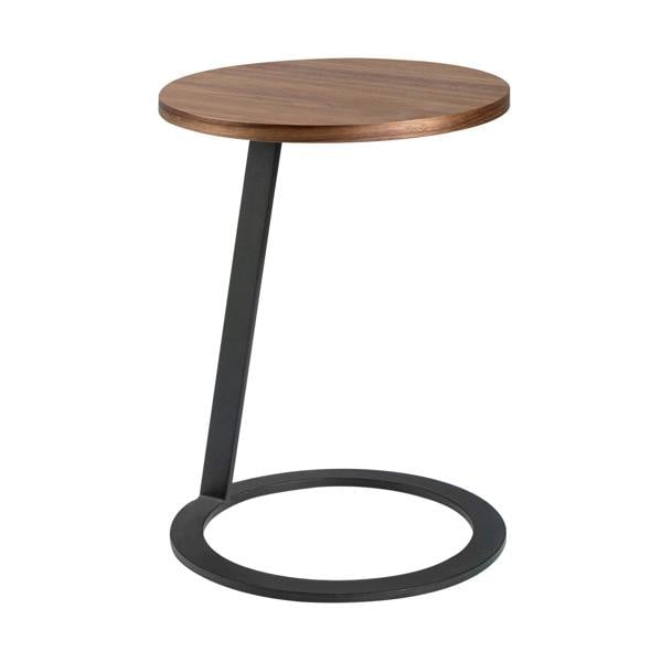 Angel Cerdá Round corner table walnut and black steel 2115