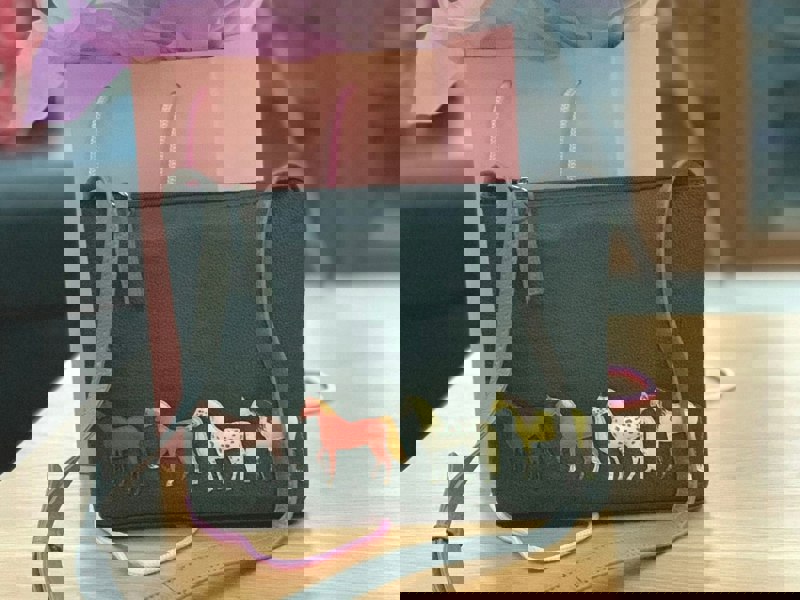 Mala Leather Horses Equestrian Applique Leather Crossbody Bag