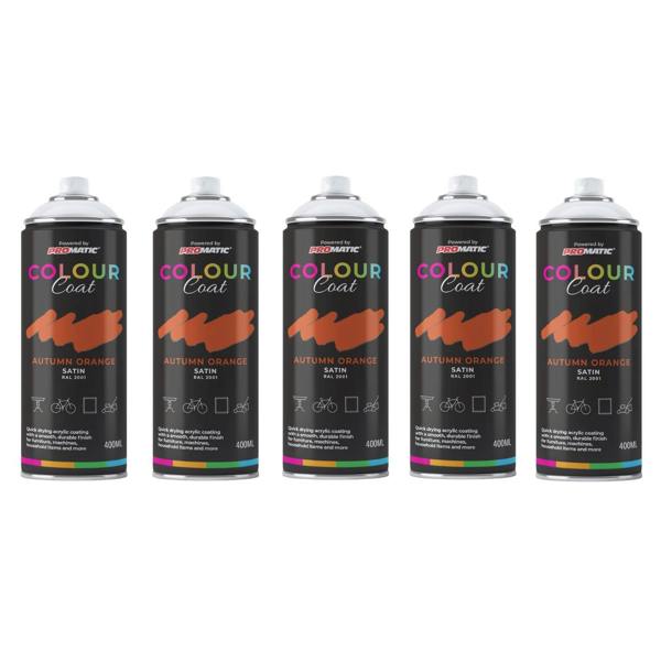 Colour Coat 5X Autumn Orange RAL 2001 Satin Spray Paint 400ml