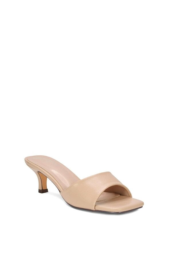 XY LONDON Square Toe Stiletto Kitten Heel Mule Sandals