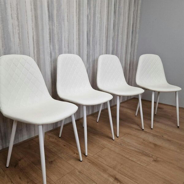 Kosy Koala Dining Chairs Set of 4 White Faux Leather Gem Pattern Kitchen Chairs Dining Room Furniture