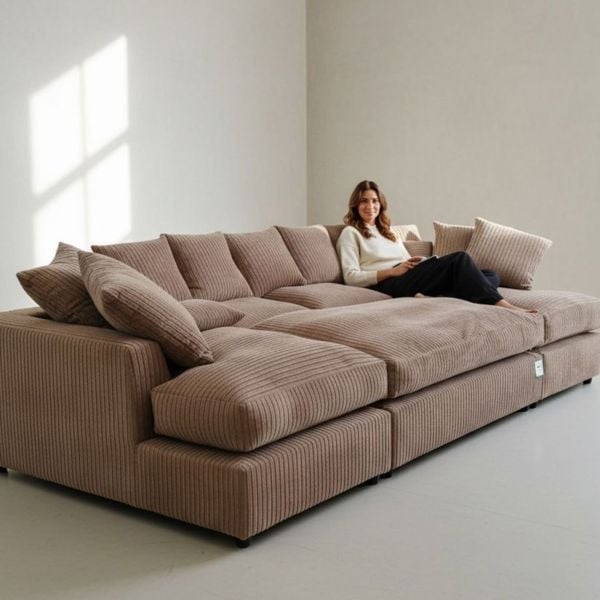 Snug Furniture Large Fibre Seat U-Shaped Double Sofa with Extra-Wide Footstool