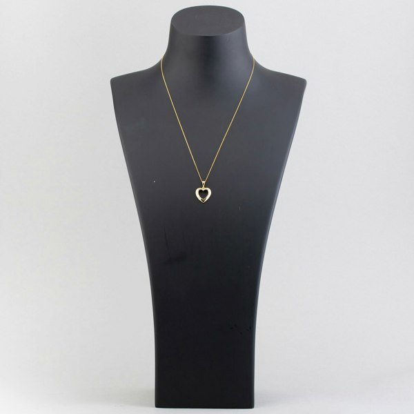 T. H. Baker 9ct Yellow Gold Cubic Zirconia Open Heart Necklace P1616Y