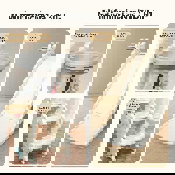 Dekko 4-In-1 Kids Slide Set Basketball Hoop Ring Toss Foldable Indoor Playground