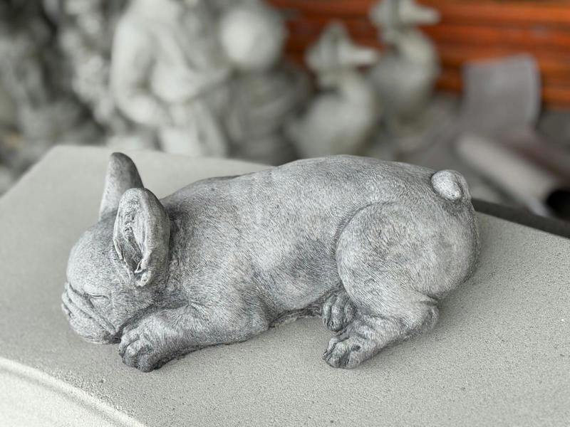 Stone Cast Cute Laying Frenchie Dog Statue