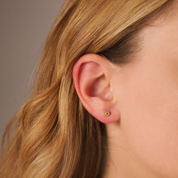 Gold Trip Beaded Circle Stud Earrings