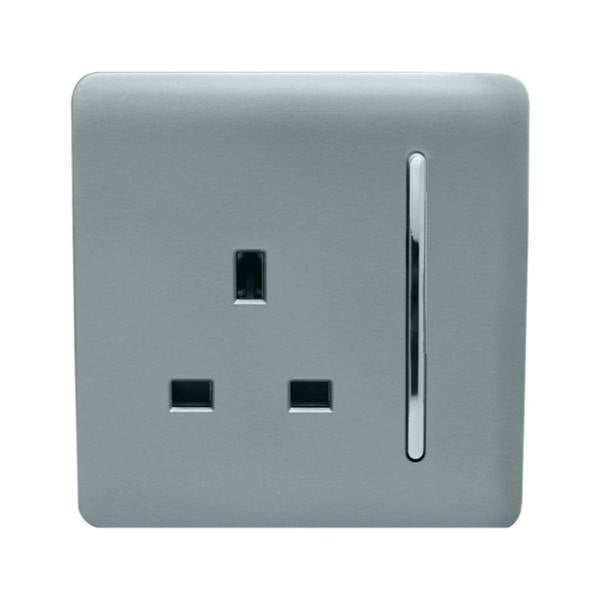 Trendi Switch 1 Gang 13 Amp Switched Plug Socket in Cool Grey