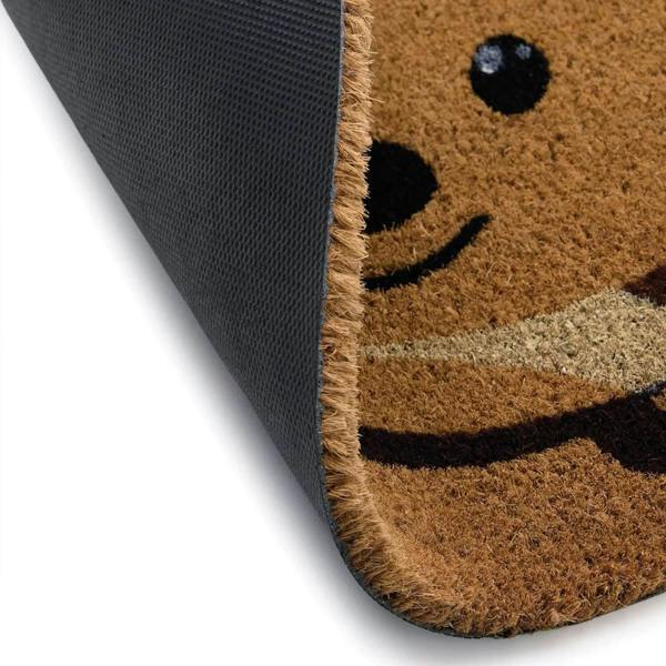 Doormat with a bear face design on a white background