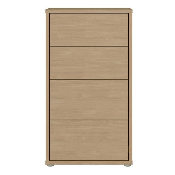 Alice Springs Tall 4 Drawer Chest with Push-to-Open Drawers in Elegancia Oak