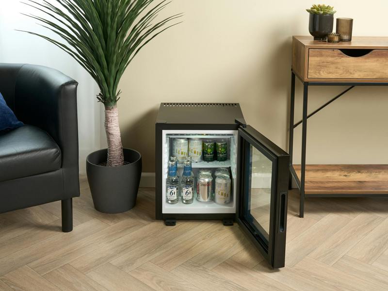 Corby Eton 20L Glass Door Minibar in Black - UK Plug