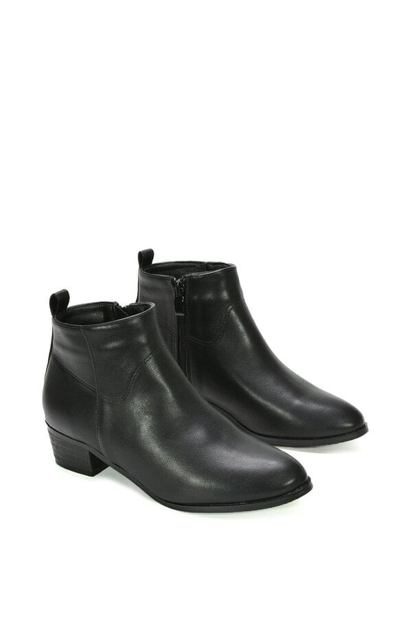 XY LONDON Zip Up Cowboy Ankle Boots With Low Block Heel