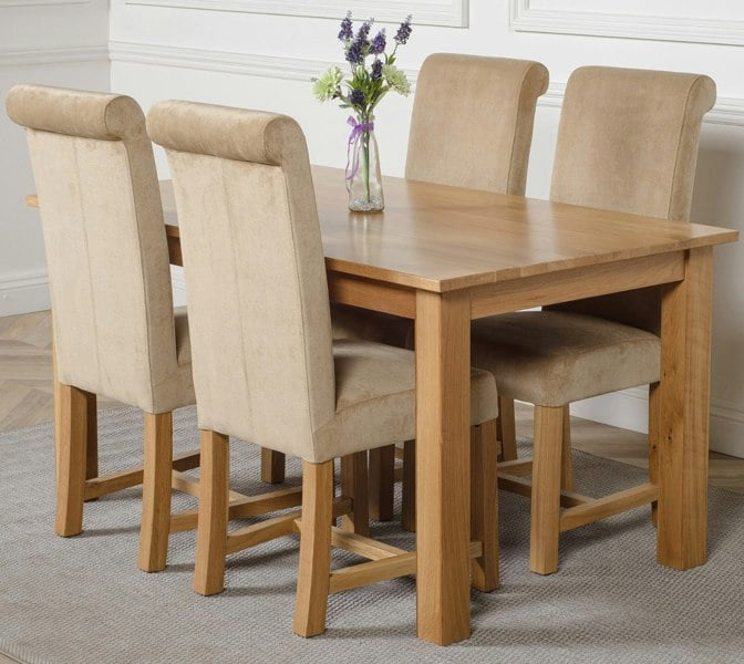 That's Furniture Oslo 150 x 90cm Medium Oak Dining Set with Washington Fabric Chairs