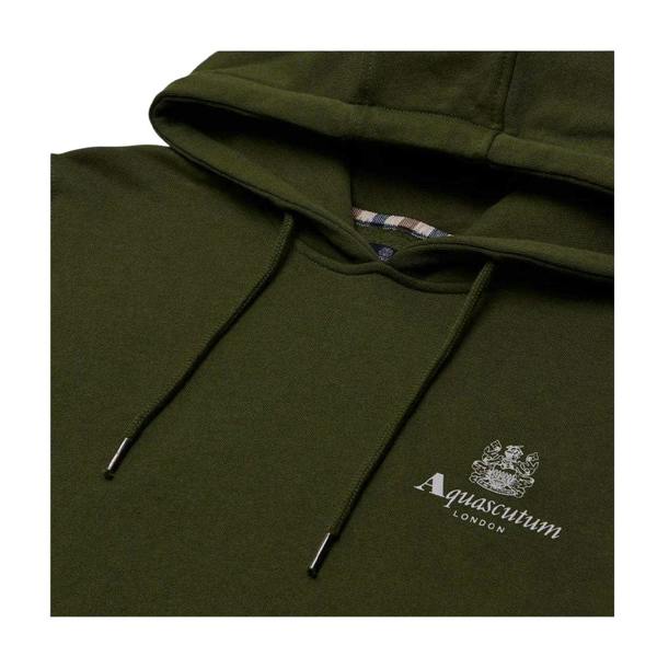 Aquascutum Mens Active Big Logo Hoodie - Green - 