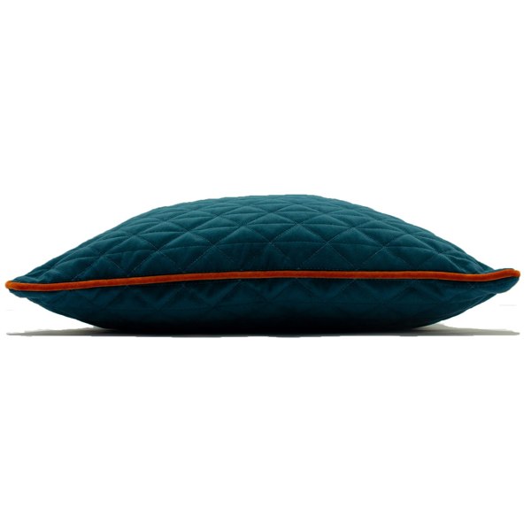 Riva Home Quartz Cushion Cover with Geometric Diamond Design - Teal/Jaffa Orange