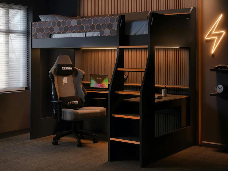 Ultimate Lumi Highsleeper with Desk Charcoal & Orange