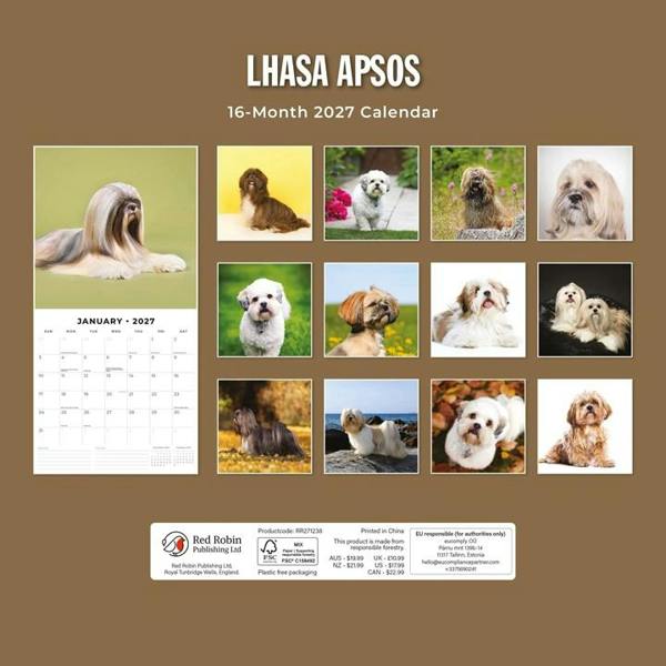 Lhasa Apsos Calendar 2027, Wall Calendars, Month To View, Dogs, Gift