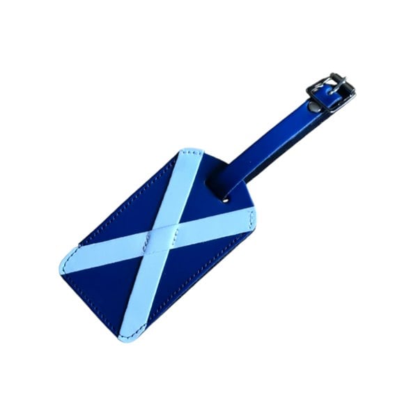Zatchels Leather Luggage Tag - Blue & White - Scotland