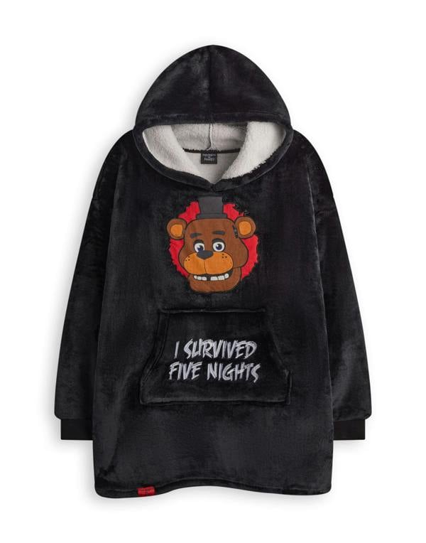 Five Nights At Freddy's Boys Black Character Blanket Hoodie (One Size)