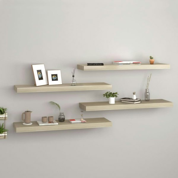 Berkfield Floating Wall Shelves 4 pcs Oak 80x23.5x3.8 cm MDF