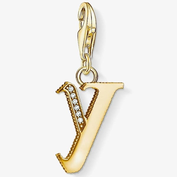 THOMAS SABO Gold Plated Cubic Zirconia Y Charm 1631-414-39