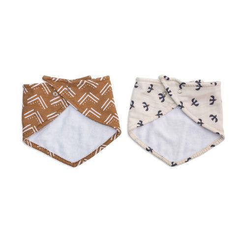 Lulujo - Bandana Bib - Mudcloth / Black Bird - 2 Pack
