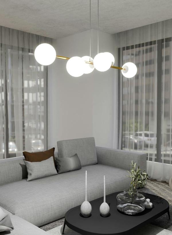 Emibig GRAVITY Pendant lamp 6 x E14 White, Gold with White Shade
