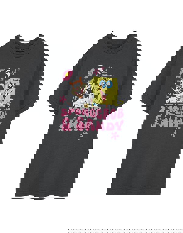 SpongeBob SquarePants Girls Grey SB & Sandy Short Sleeved T-Shirt