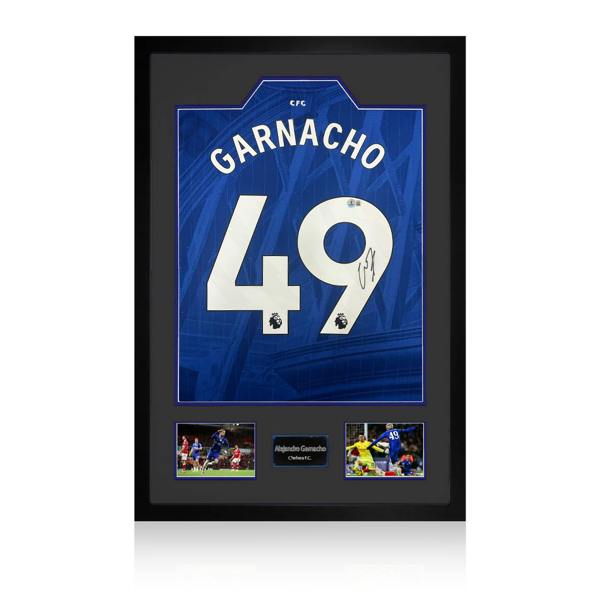 Alejandro Garnacho Signed Chelsea Shirt Premium Frame (Beckett)