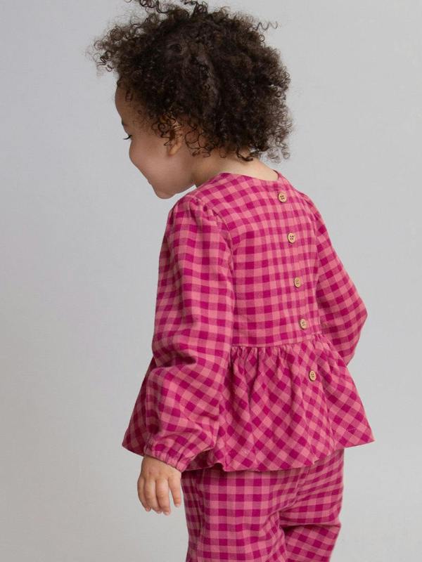 Kite Girls Organic Damson Check Blouse